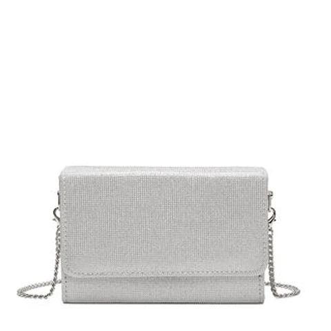 Pochette femme cristaux brillants finitions haute maroquinerie de luxe
