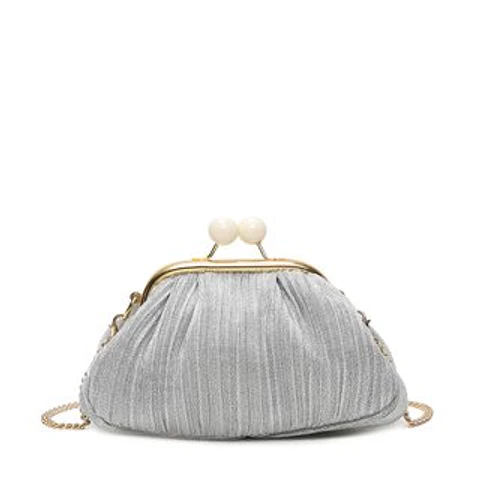 Pochette vintage pour femme avec fermeture éclair zippée fluide bronze