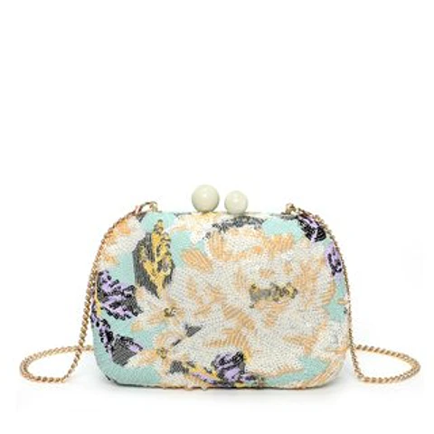 Pochette pour femme au magnifique motif floral palette fraîche colorée
