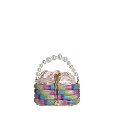 Pochette pour femme avec perles blanches broderie fine romantique