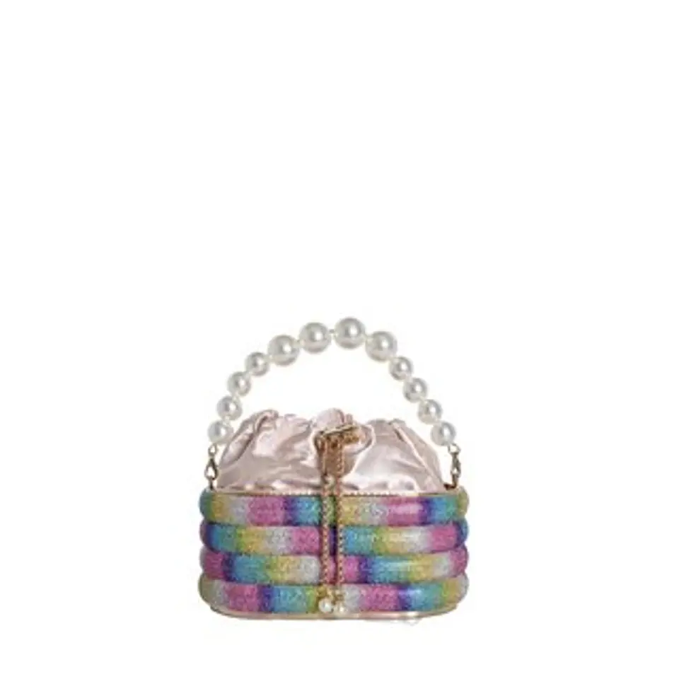 Pochette pour femme avec perles blanches broderie fine romantique 1
