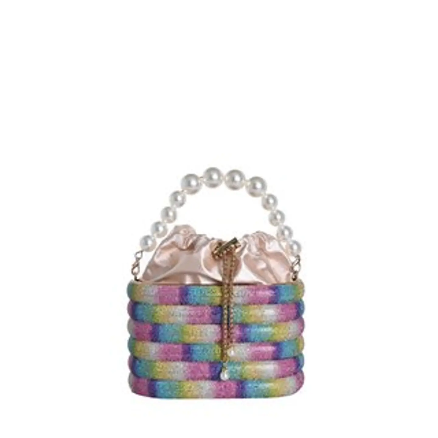 Pochette femme ornée de perles nacrées fermoir précieux haut gamme 1