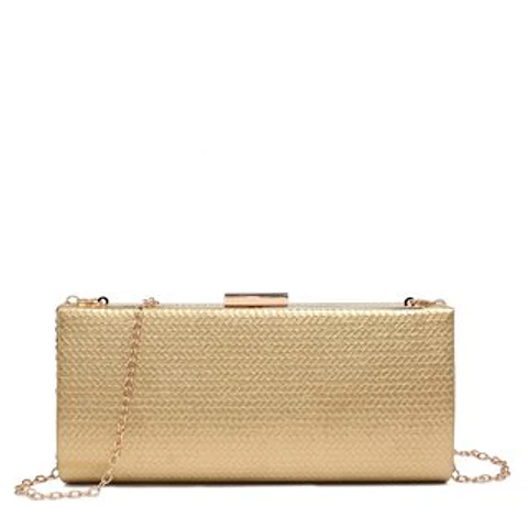 Pochette femme à motif zigzag brodé relief fils colorés géométriques