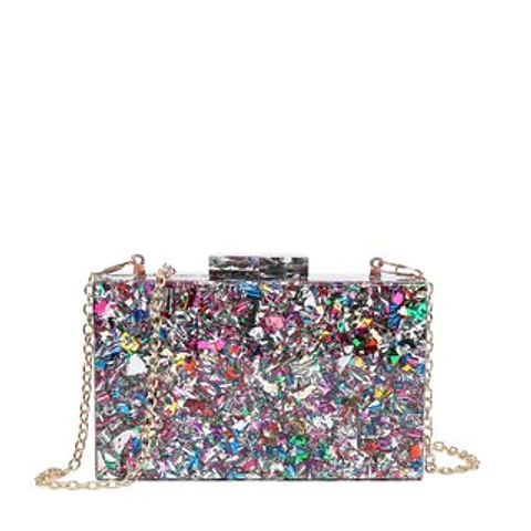 Pochette acrylique asymétrique lignes obliques silhouette originale exclusive