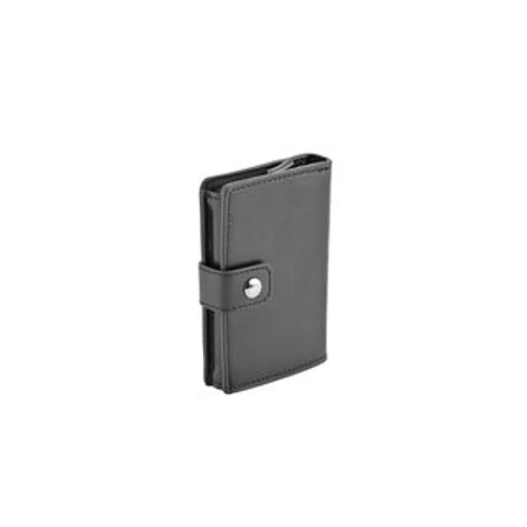 Porte cartes bouton noir design minimaliste épuré sécurité discrète