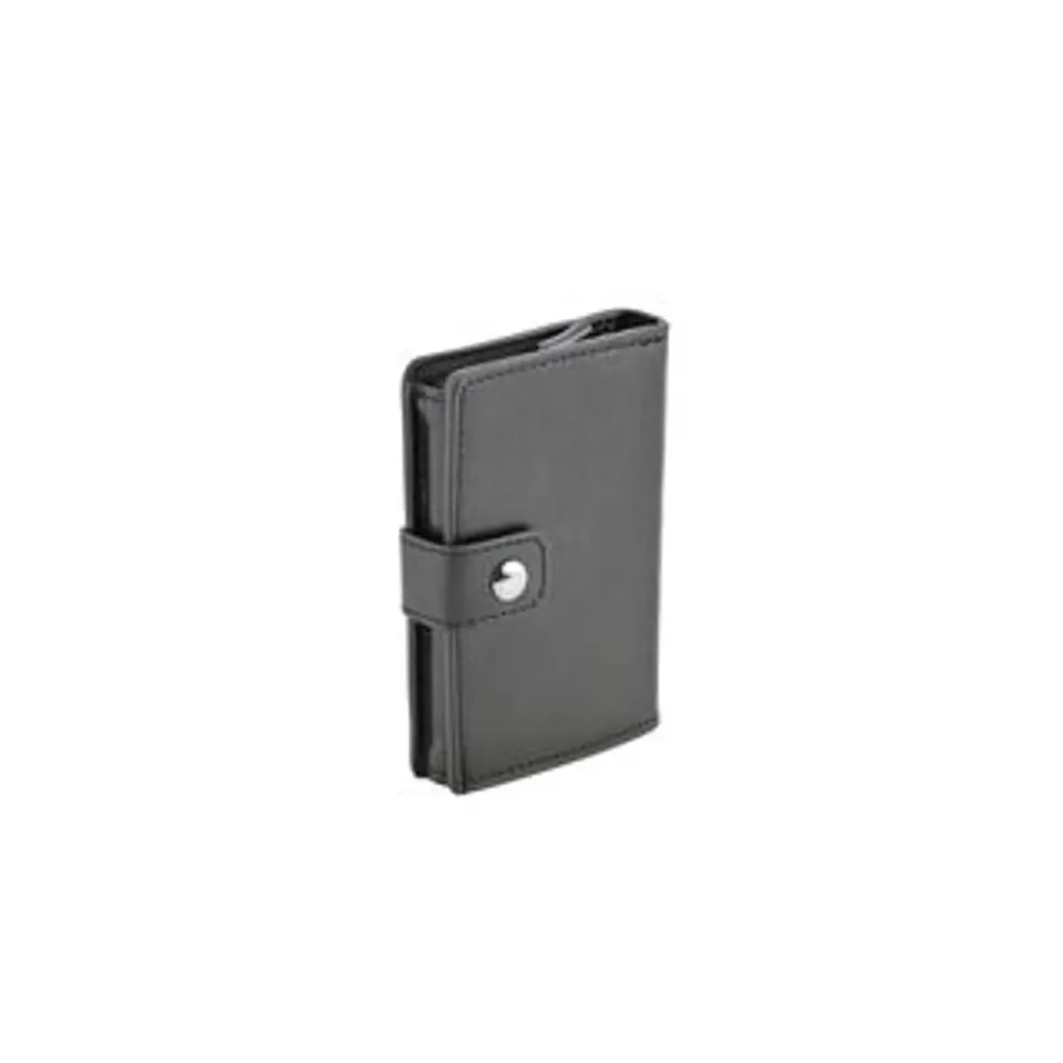 Porte cartes bouton noir design minimaliste épuré sécurité discrète 1