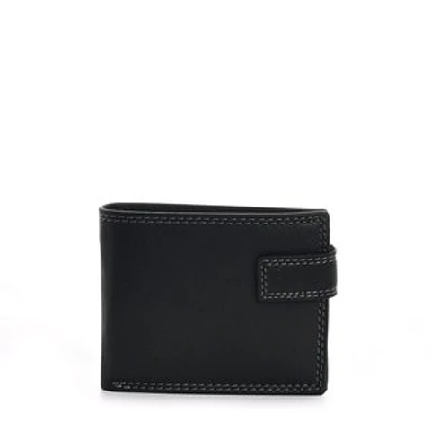 Portefeuille cuir homme fermeture bouton rabat géométrique chic