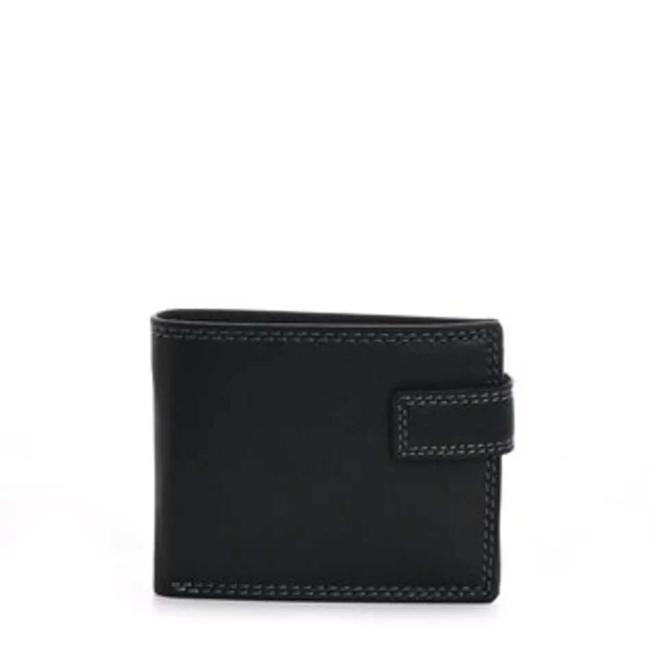Portefeuille cuir homme fermeture bouton rabat géométrique chic 1