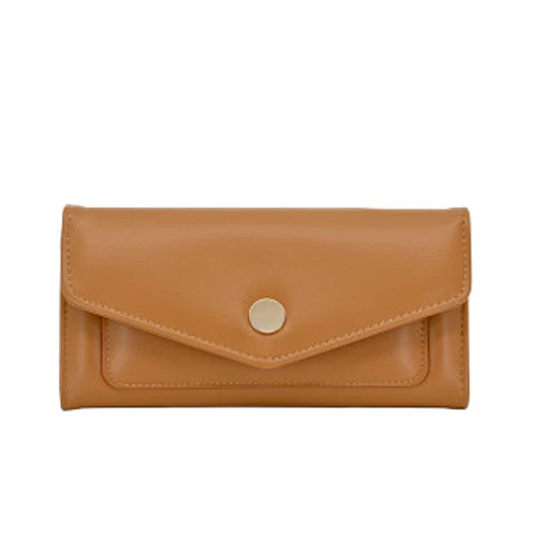 Portefeuille femme fermeture bouton métal look classique contemporain