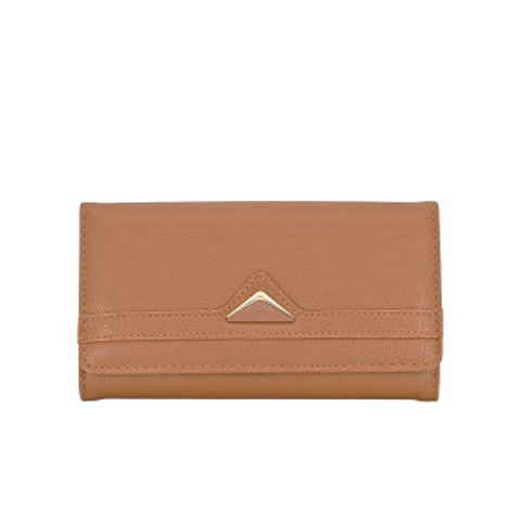 Portefeuille femme fermoir métallique traditionnel bronze esprit classique