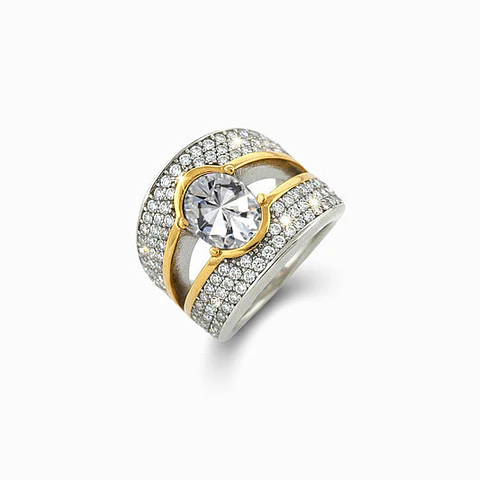 Bague Étincelante Strass – Acier Inoxydable