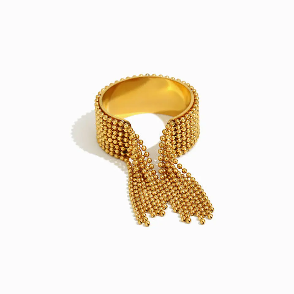 Bague Frange Perlée Belle en Acier Inoxydable 18mm 1