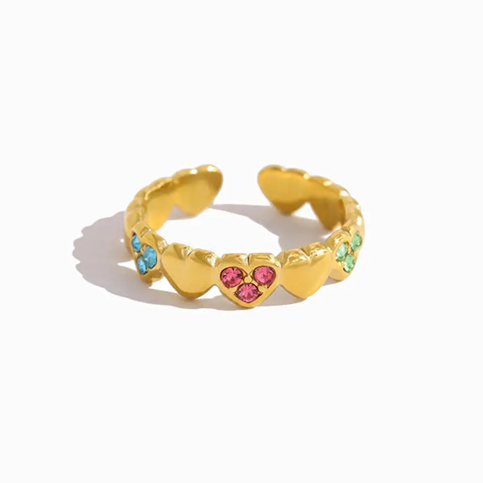 Bague Cœur en Acier Inoxydable, Élégante 17.5mm 1