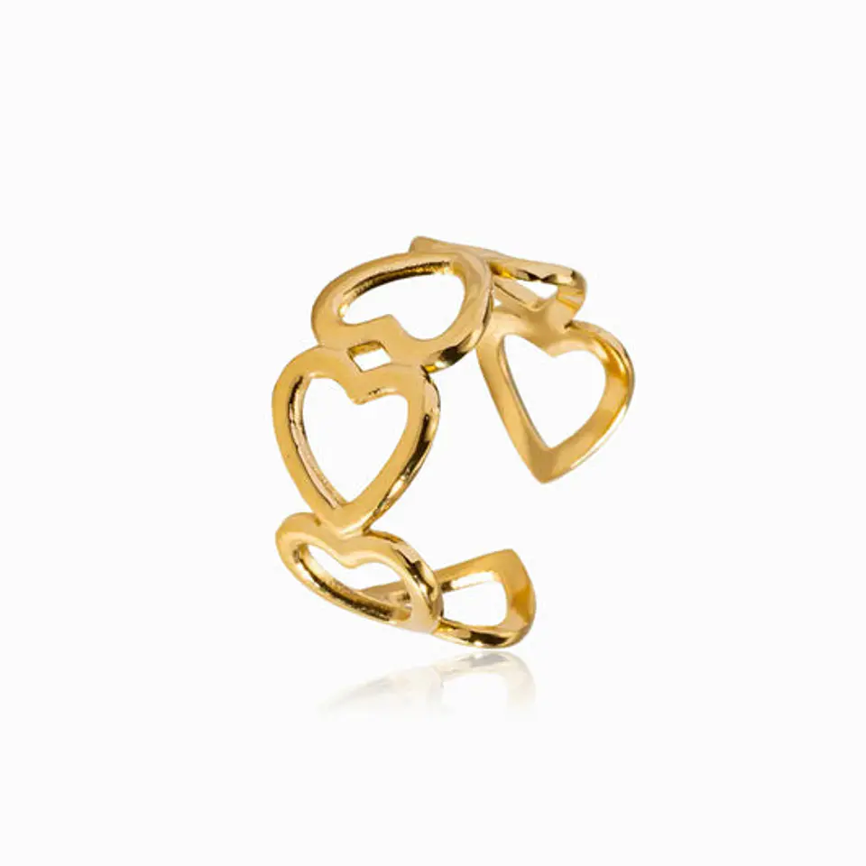 Bague Cœur Fine en Acier Inoxydable 1