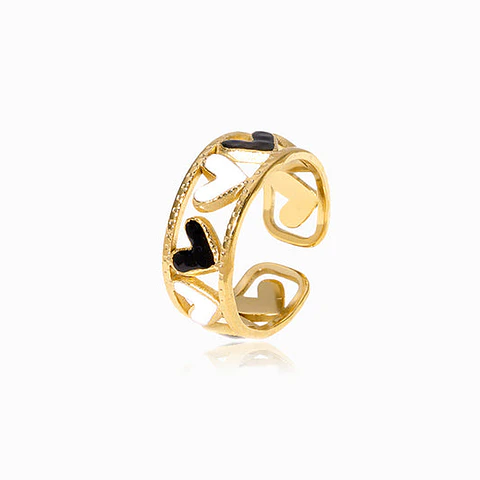 Bague Cœur en Acier Inoxydable, Polie
