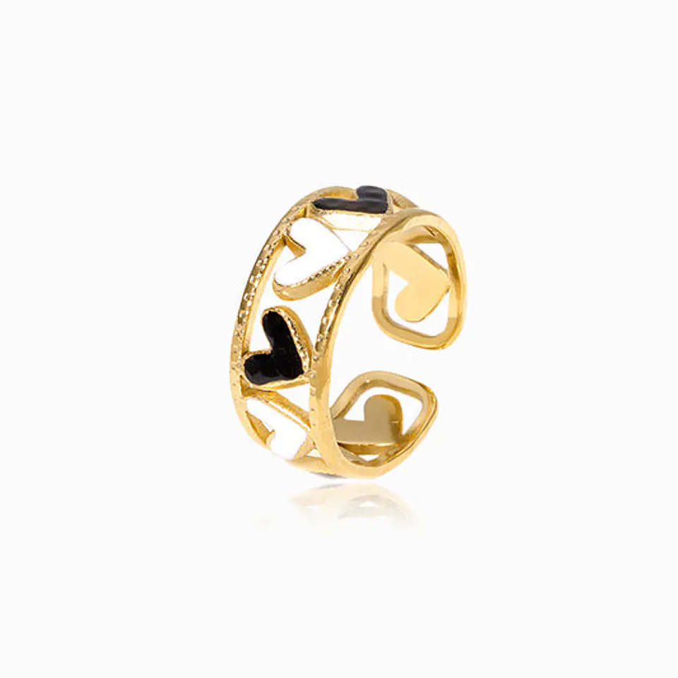 Bague Cœur en Acier Inoxydable, Polie 1