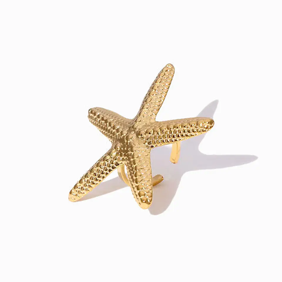 Bague Étoile de Mer Belle en Acier Inoxydable 1