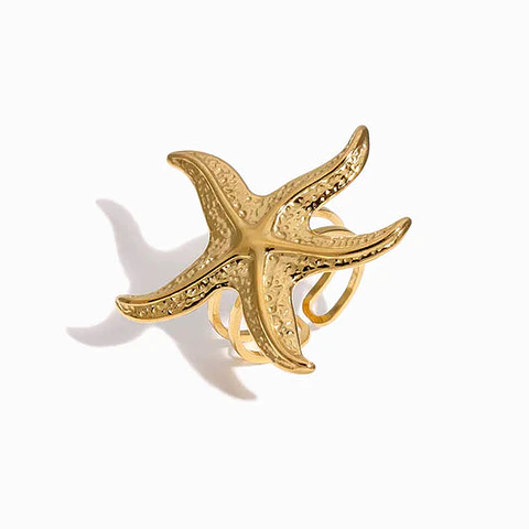 Bague Étincelante Étoile de Mer – Acier Inoxydable
