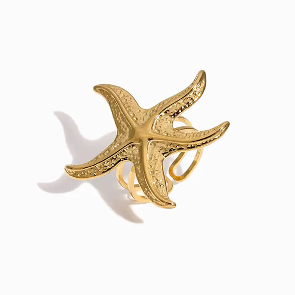 Bague Étincelante Étoile de Mer – Acier Inoxydable 1