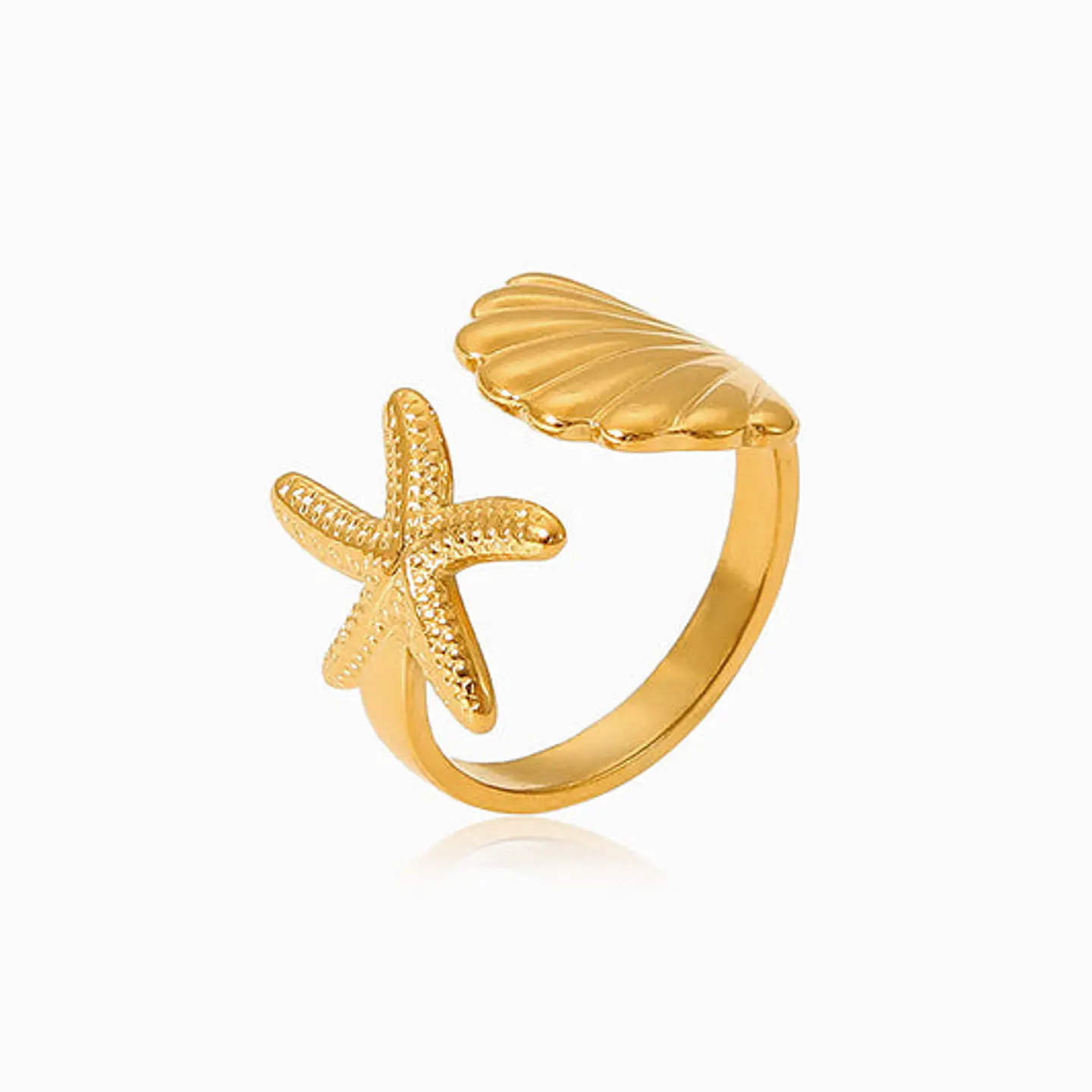 Bague Étoile de Mer en Acier Inoxydable, Élégante 1
