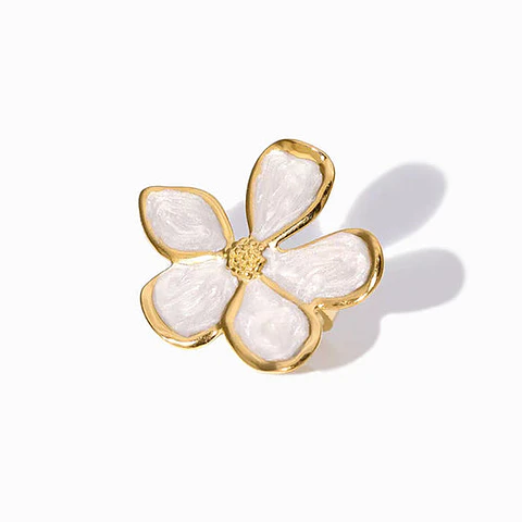 Bague Fleur en Acier Inoxydable, Élégante 17mm