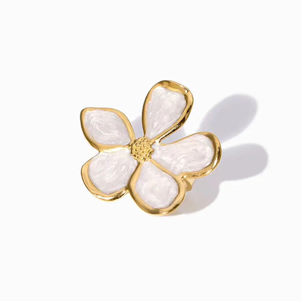 Bague Fleur en Acier Inoxydable, Élégante 17mm 1
