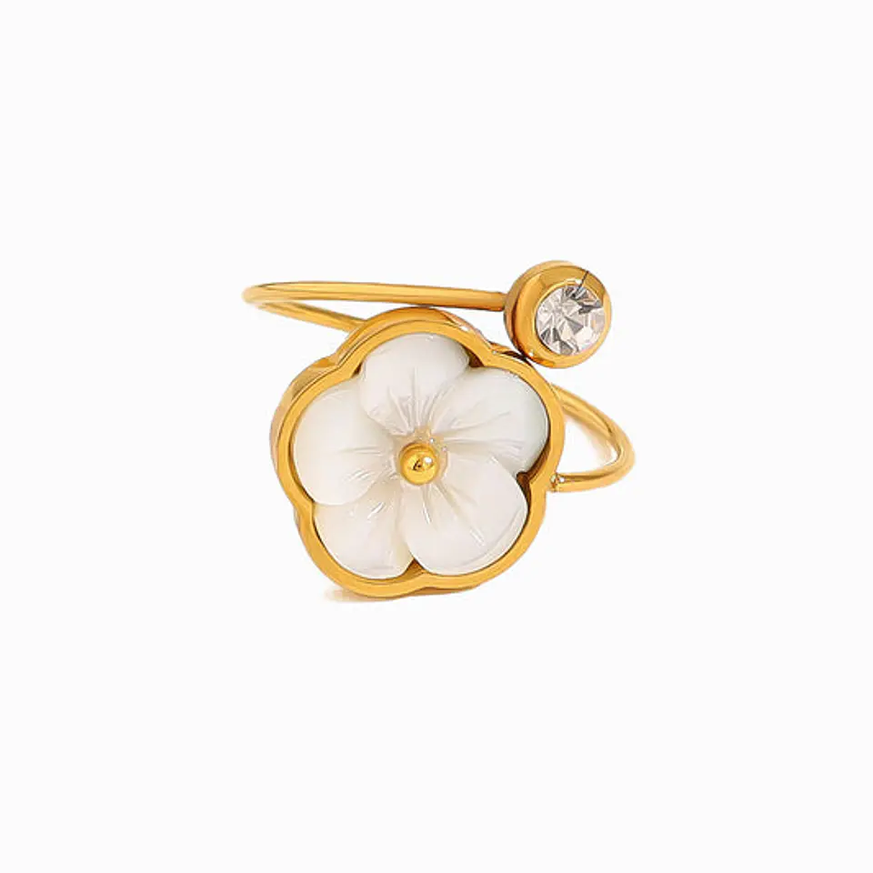 Bague Chic en Acier Inoxydable – Fleur 18mm 1