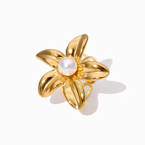 Bague Fleur en Acier Inoxydable, Intemporelle