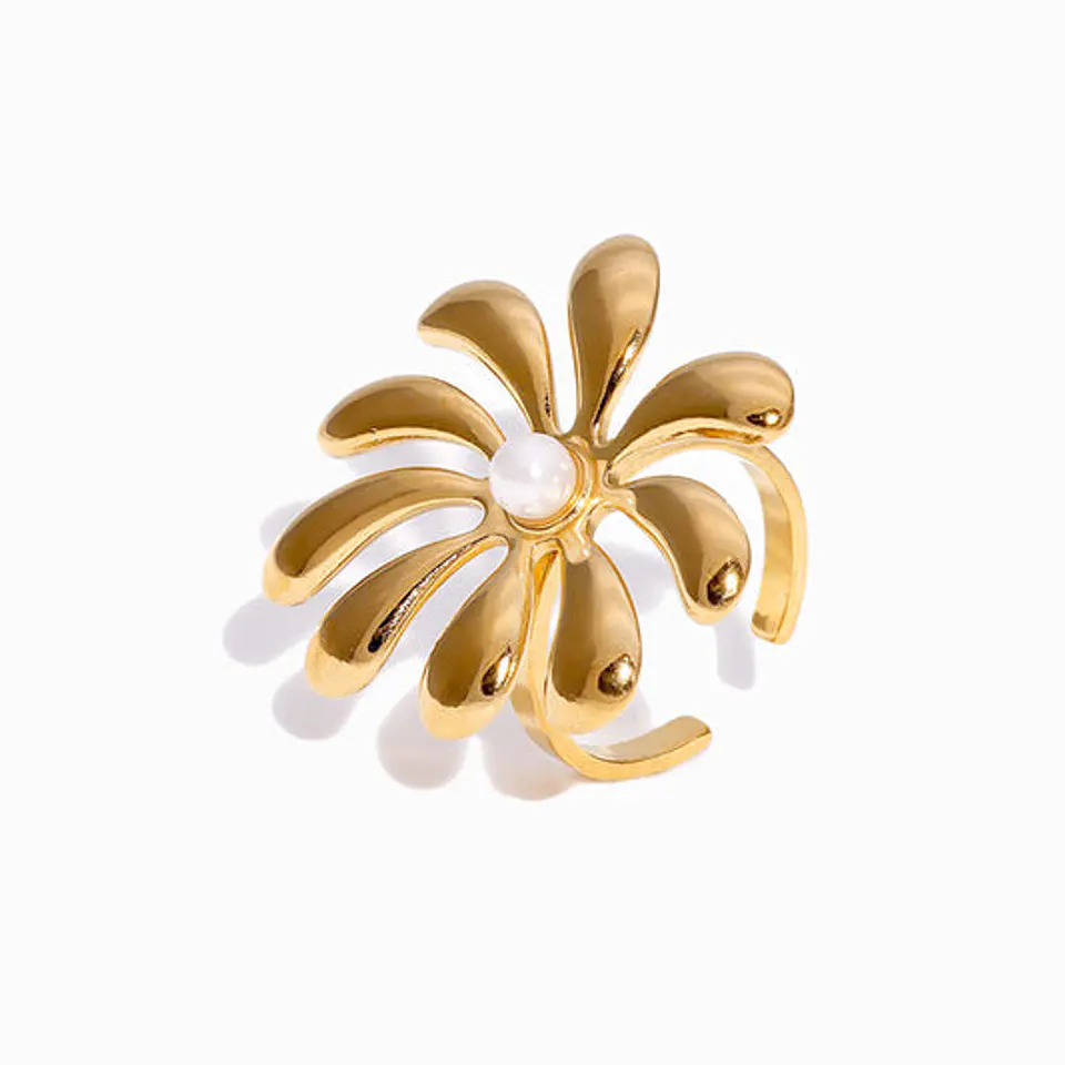 Bague Délicate en Acier Inoxydable – Fleur 1