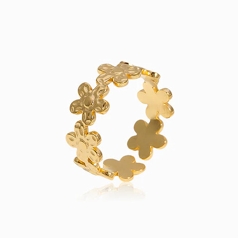 Bague Fleur Fine en Acier Inoxydable