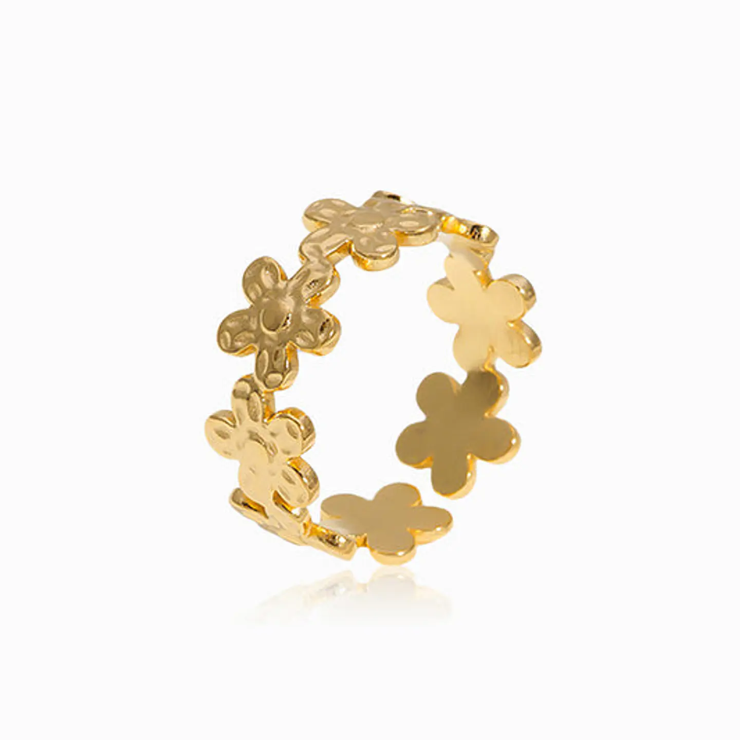 Bague Fleur Fine en Acier Inoxydable 1