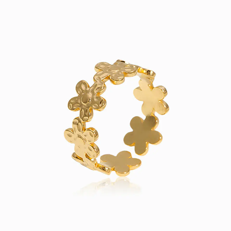 Bague Fleur Fine en Acier Inoxydable 1
