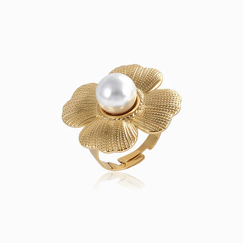 Bague Affirmée Fleur Belle en Acier Inoxydable 17.2mm