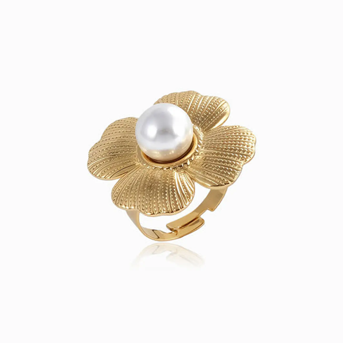 Bague Affirmée Fleur Belle en Acier Inoxydable 17.2mm 1
