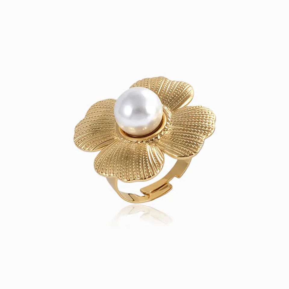 Bague Affirmée Fleur Belle en Acier Inoxydable 17.2mm 1