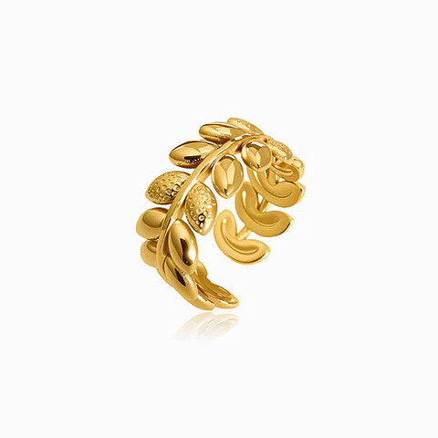 Bague Feuille Belle en Acier Inoxydable