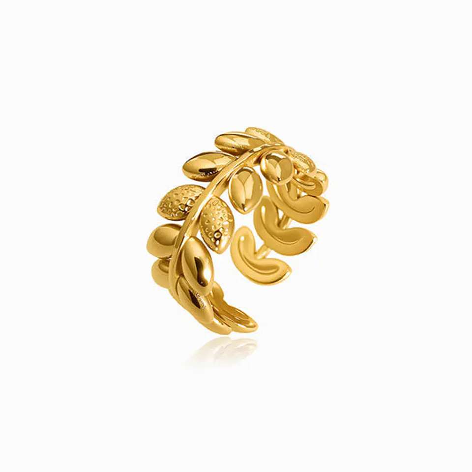Bague Feuille Belle en Acier Inoxydable 1