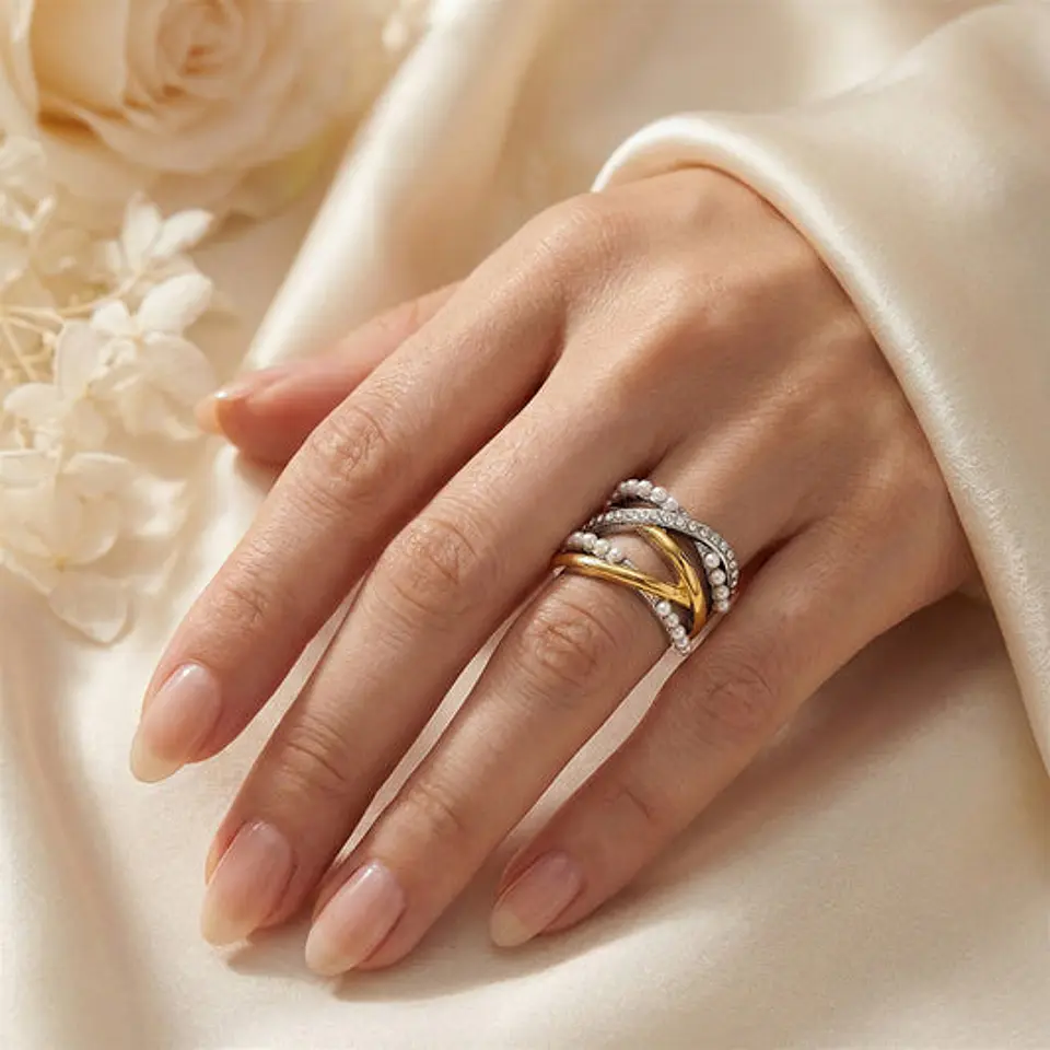 Bague Géométrique Juvénile en Acier Inoxydable 1