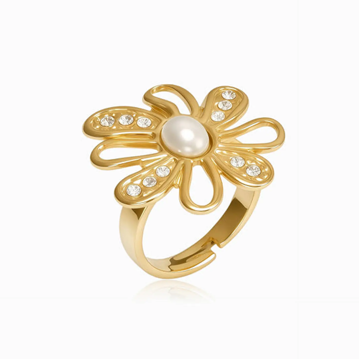 Bague Fleur Belle en Acier Inoxydable 17.2mm 1