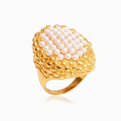 Bague Perle Affirmée Belle en Acier Inoxydable 18mm