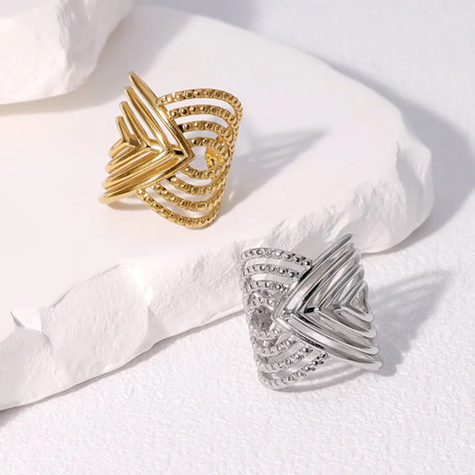 Bague Raffinée Géométrique – Acier Inoxydable 1