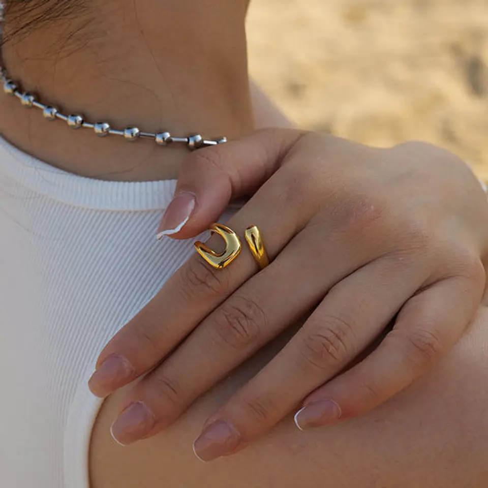 Bague Géométrique en Acier Inoxydable, Traditionnelle 1