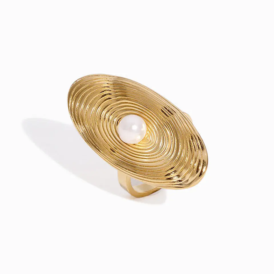 Bague Géométrique Perle Belle en Acier Inoxydable 1