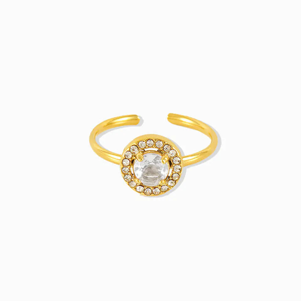 Bague Géométrique Zircone Belle en Acier Inoxydable 1