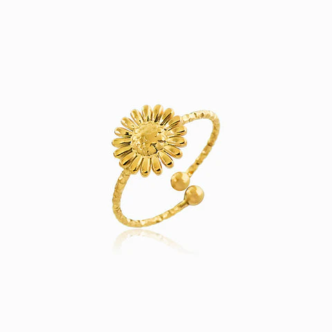 Bague Étincelante Tournesol – Acier Inoxydable