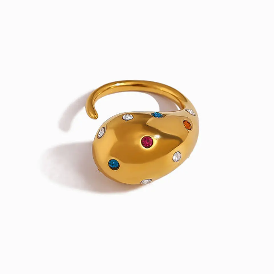 Bague Strass Goutte Belle en Acier Inoxydable 19mm 1