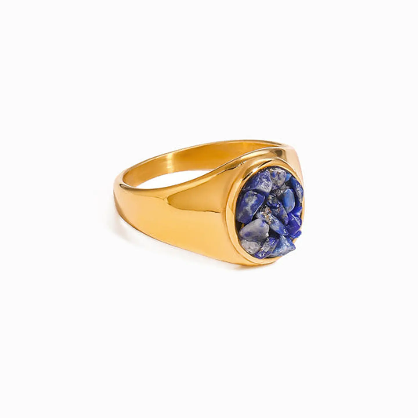 Bague Lapis-Lazuli Belle en Acier Inoxydable 17.5mm 1