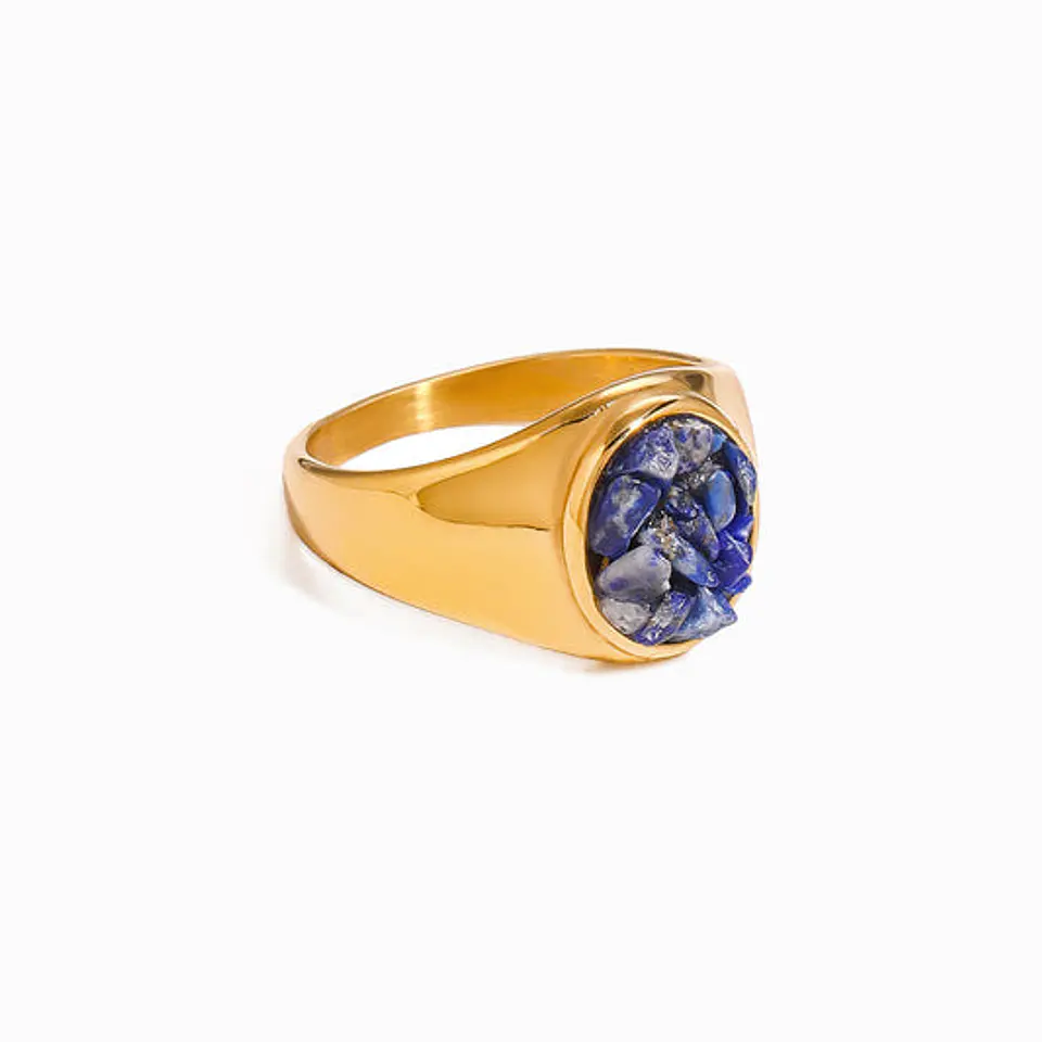 Bague Lapis-Lazuli Belle en Acier Inoxydable 17.5mm 1