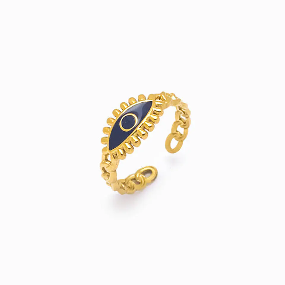 Bague Étincelante Œil Turc Émail – Acier Inoxydable 1