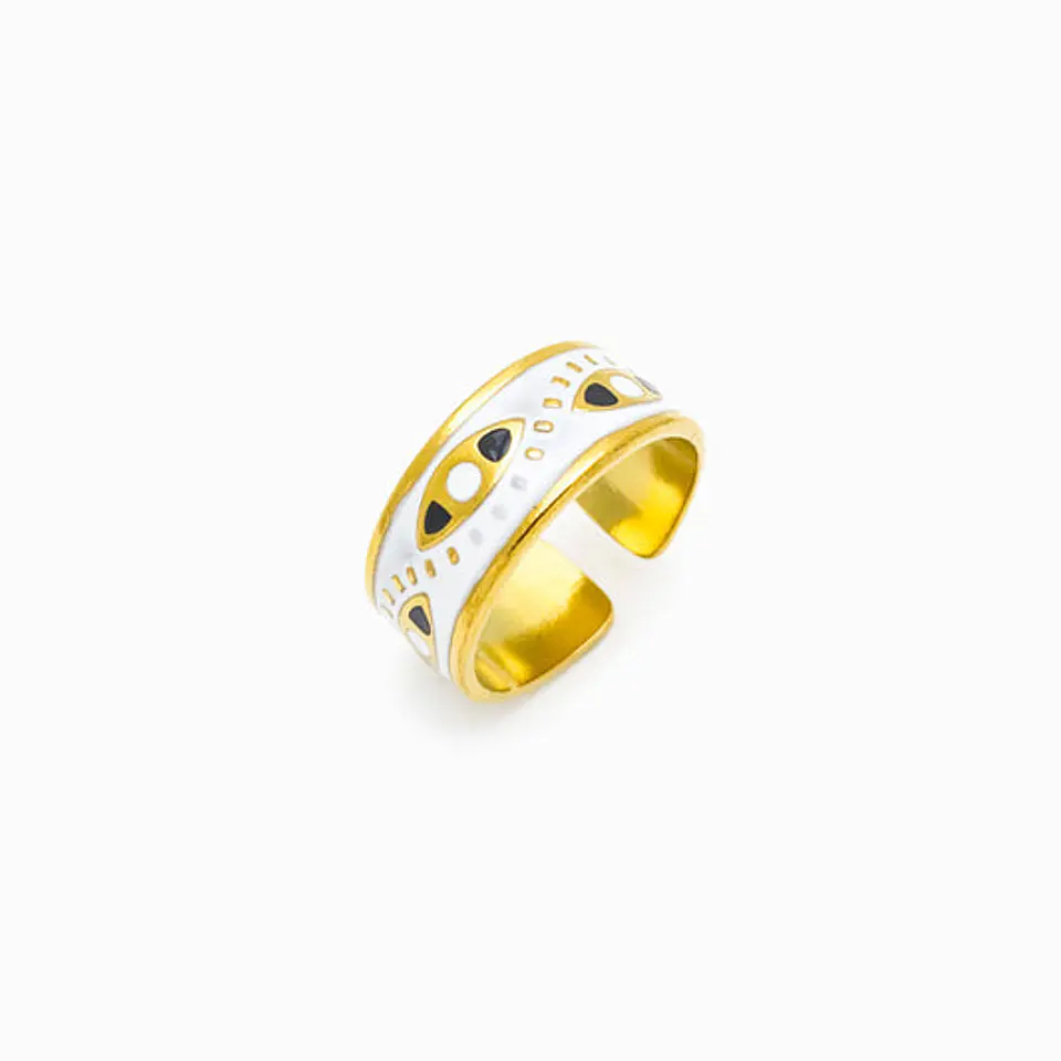 Bague Étincelante Œil Turc Émaillé – Acier Inoxydable 1